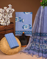 Premium Sanganeri Printed Cotton Suit With Kota Doria Dupatta